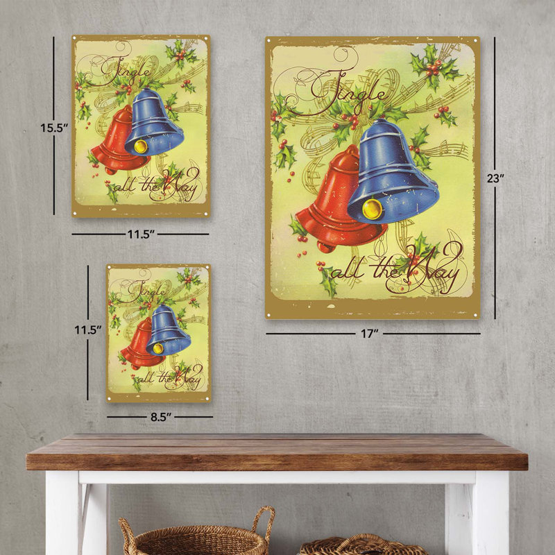 Plaque de Noël en métal Jingle All The Way, H 15,5 po x l 11,5 po x P 0,04 po