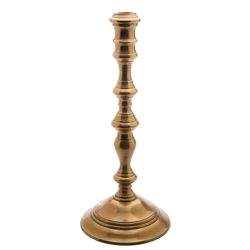 Porte-bougie colonial en laiton antique