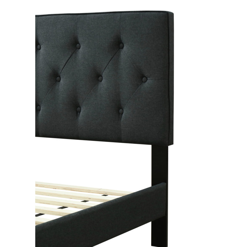 Lit dans une boîte avec tête de lit noire Profondeur, hauteur 52,5 po, taille simple, largeur 43 po, profondeur
