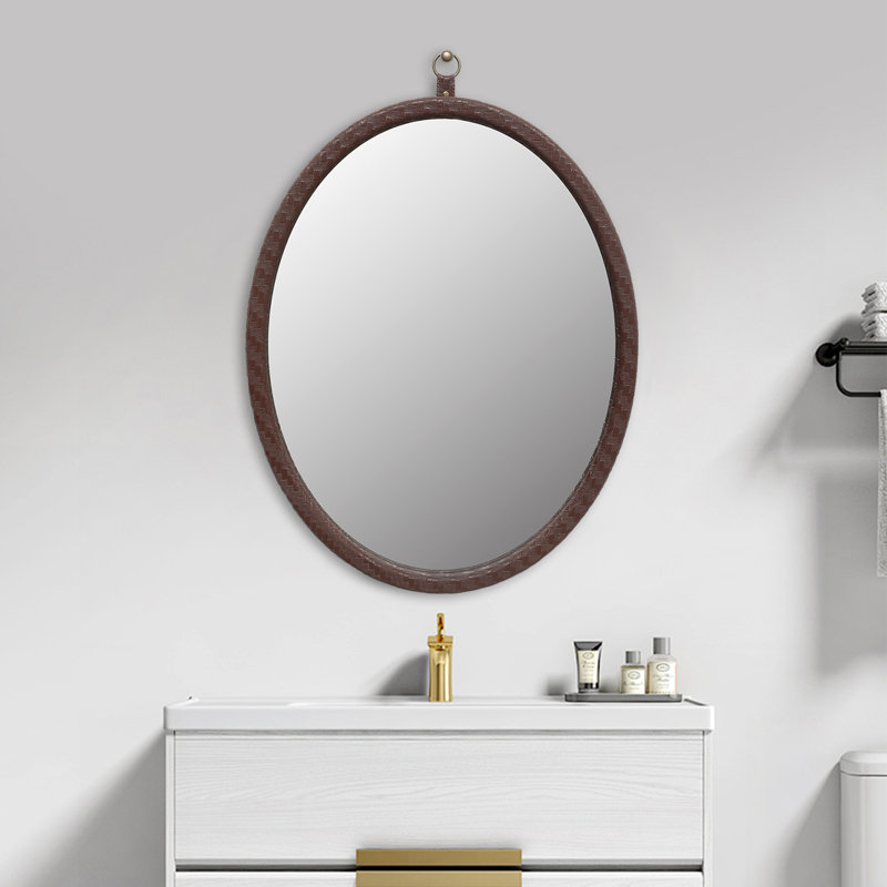 Miroir mural 23,62 po x 29,92 po en polyuréthane, Brun foncé