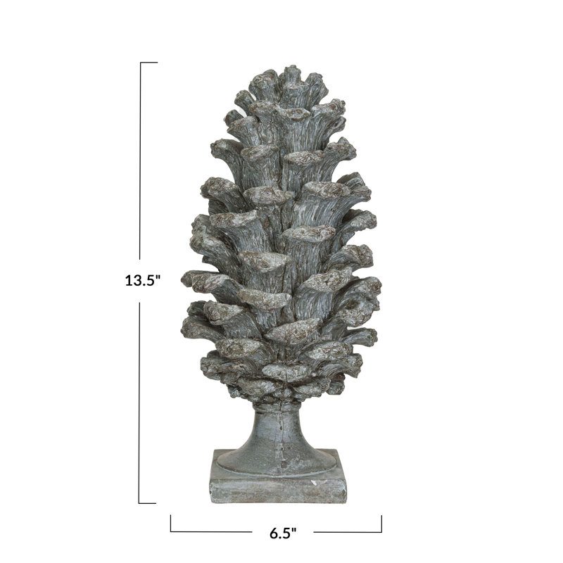 Tall Round Resin Pinecone Finial With Base
