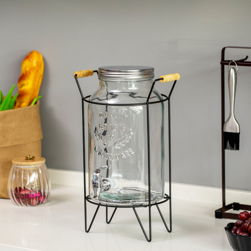 Distributeur de boisson en verre 1,6 gallon avec robinet à bascule en acier inoxydable Basicwise