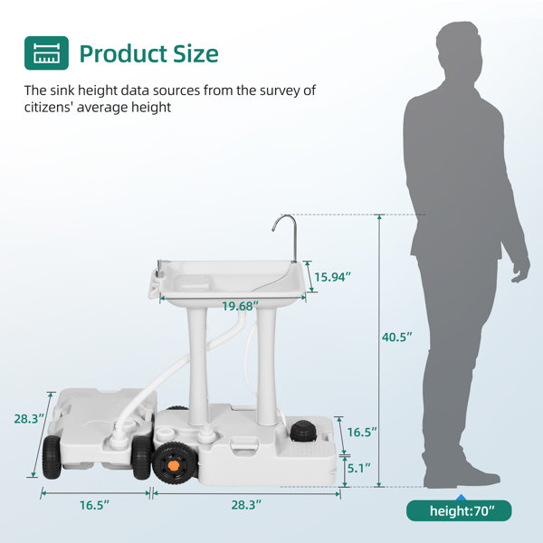 YITAHOME 28.35 L x 16.53 W Portable Handwash Station with 5.8 Gallons  Portable Toilet and Carry Bag & Reviews