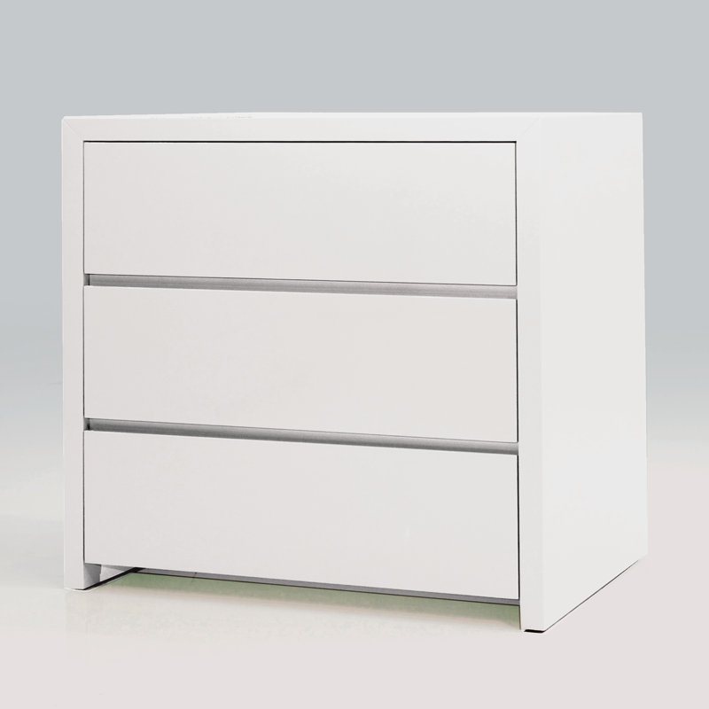 Table de chevet 3 tiroirs Blanche, Blanc