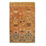 Hand Knotted Wool Area Rug in Orange