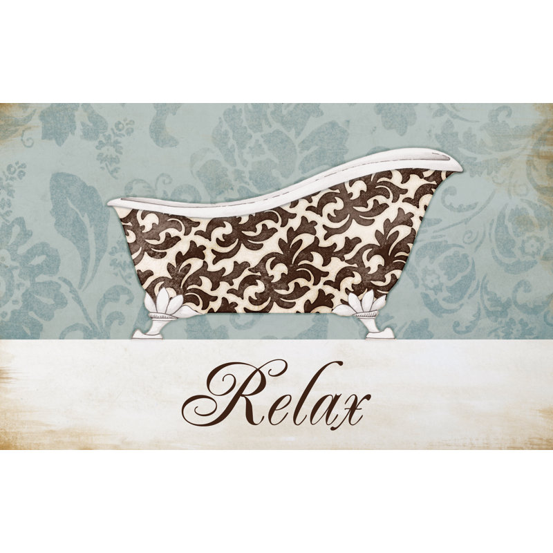 Relax Patterned Bath I - Painting Print, 30 cm H x 46 cm W, Black Floater Framed