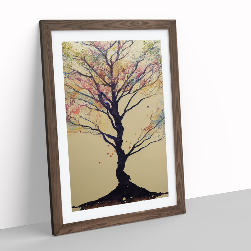 Pastel Tree - Wall Art, 48cm H x 36cm W, Walnut Framed, No Matte