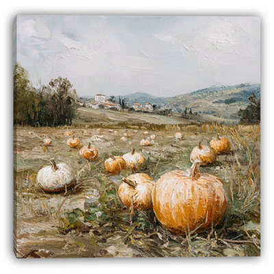 «Pumpkin Field Harvest», art mural sur toile tendue