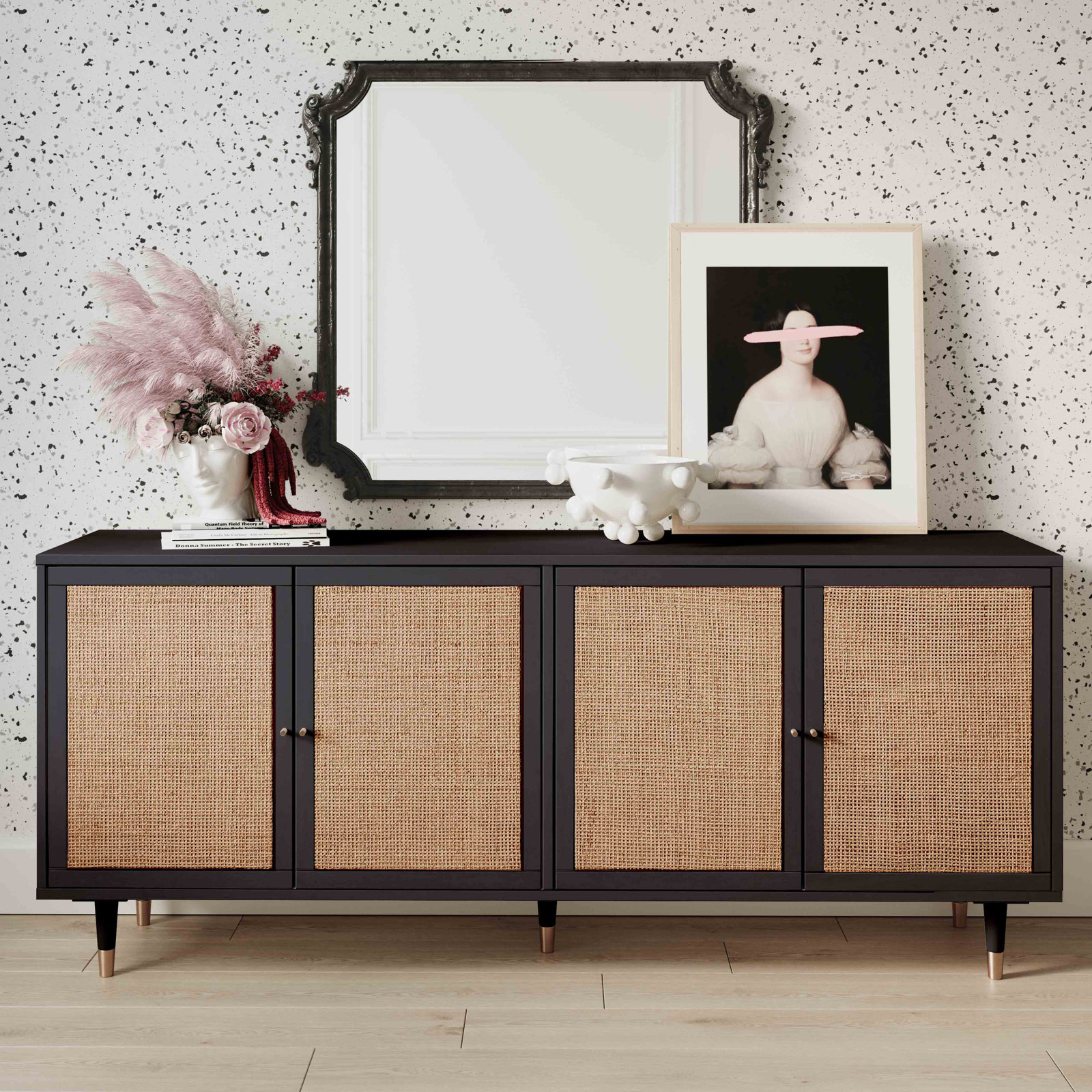 Tawny Acacia Sideboard, Black/Brown