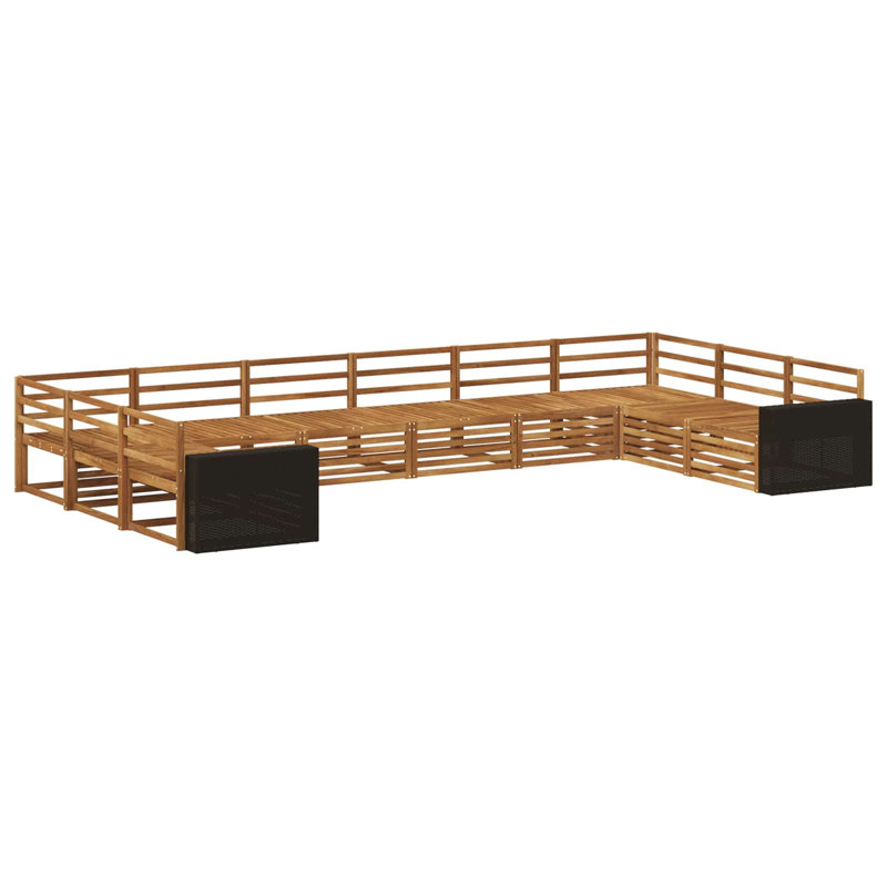 483 cm W Patio Corner Sofa, Black/Natural