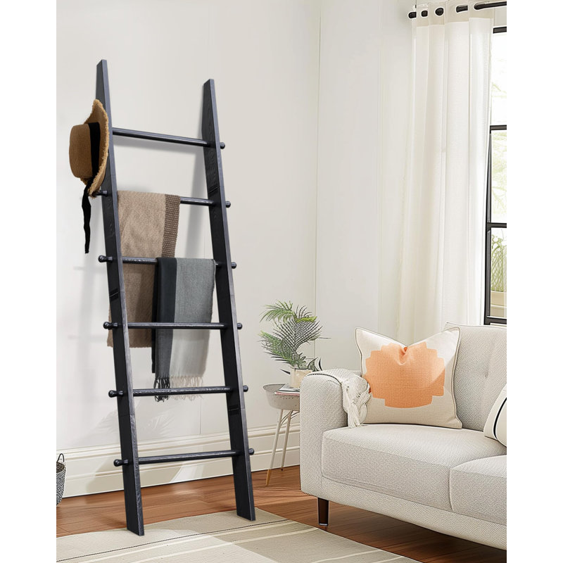 Échelle de couverture à 6 niveaux avec boutons de suspension, échelle de couverture murale 5,5 pi pour la chambre à coucher, noir