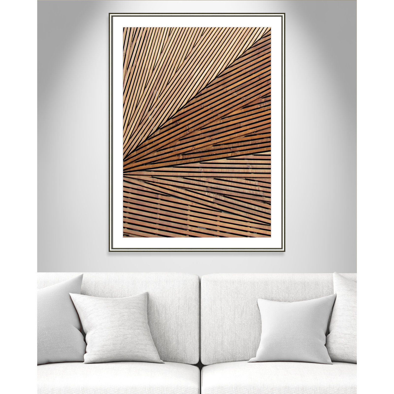 Fayette "Geometric Wood Panel 1" Print, 42.75" H x 30.75" W x 0.88" D, Silver