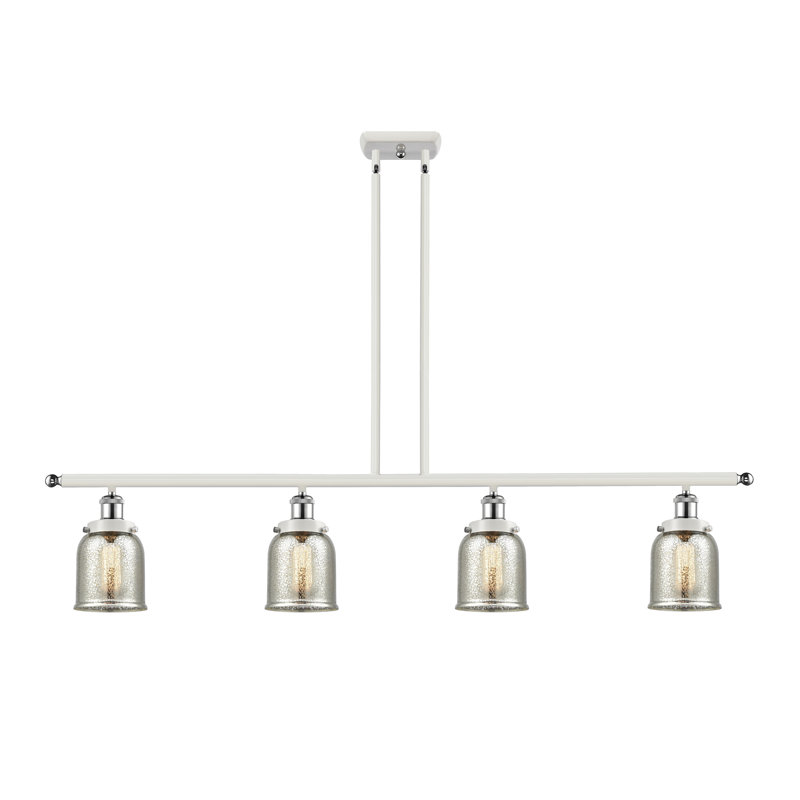 Luminaire suspendu linéaire à 4 lumières pour îlot de cuisine Gov, Ampoule non incluse, Blanc / chrome poli