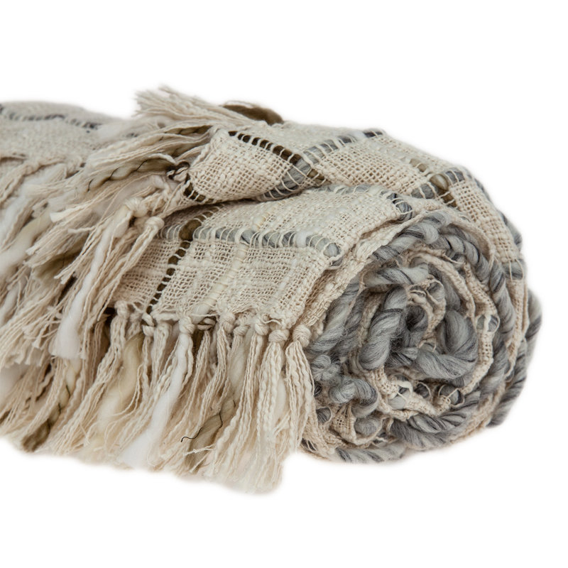 Hand Woven Throw Blanket, Gray