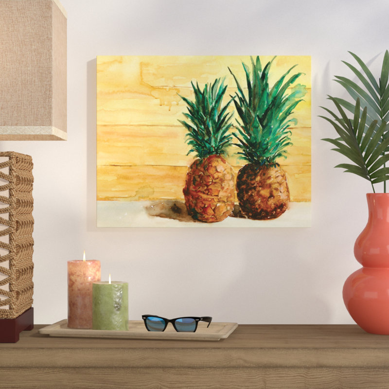 «Tropical Beached Pineapple pair», reproduction sur toile, Toile tendue, H 16 po x l 20 po