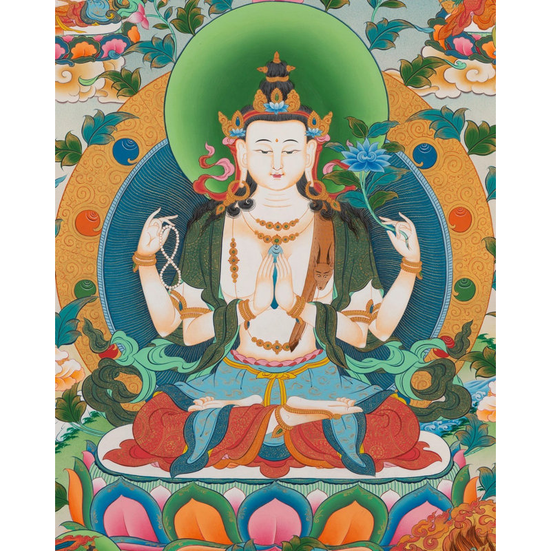 Déesse Chengrezig Thangka (Brocadeless Thangka)