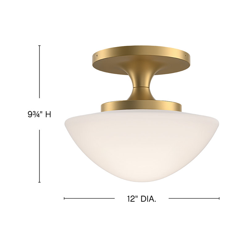 Hinkley Knox Semi-Flush Mount Schoolhouse Ceiling Light, Lacquered Brass