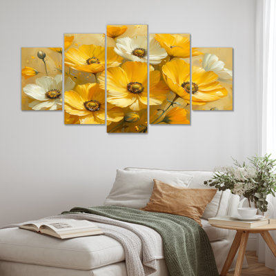 Yellow White Buttercup Grace Flowers I - Buttercups Wall Art Set