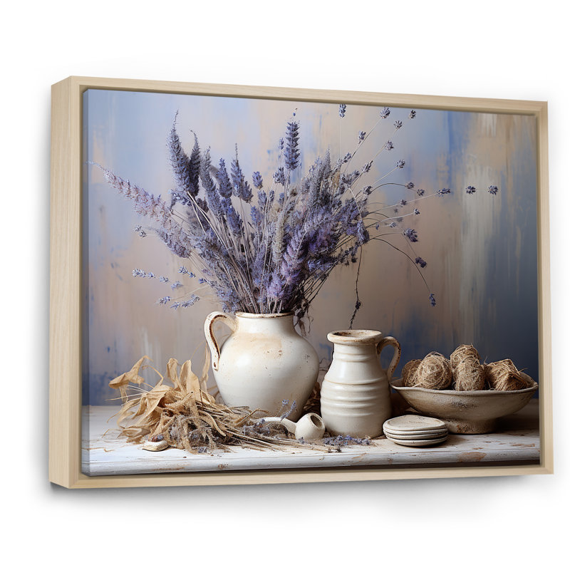 Lavande ferme nature morte, Cadre naturel flottant, H 12 po x l 20 po x P 1 po