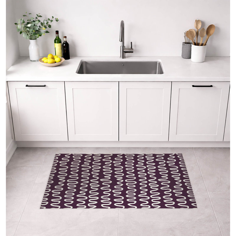 Tapis de cuisine Wiggle, Aubergine, Rectangle 5 pi x 7 pi