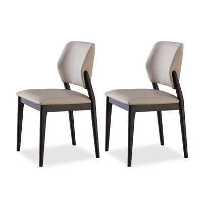 Black + khaki Solid back side Chair(Set of 2)