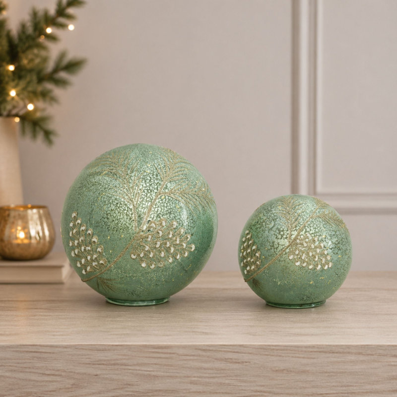 Globe DEL à pomme de pin (ensemble de 2), Bleu / gris