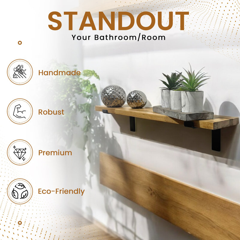 Wood Radiator Shelf with Reclaimed Wood, 2.2cm H x 60cm W x 14.5cm D