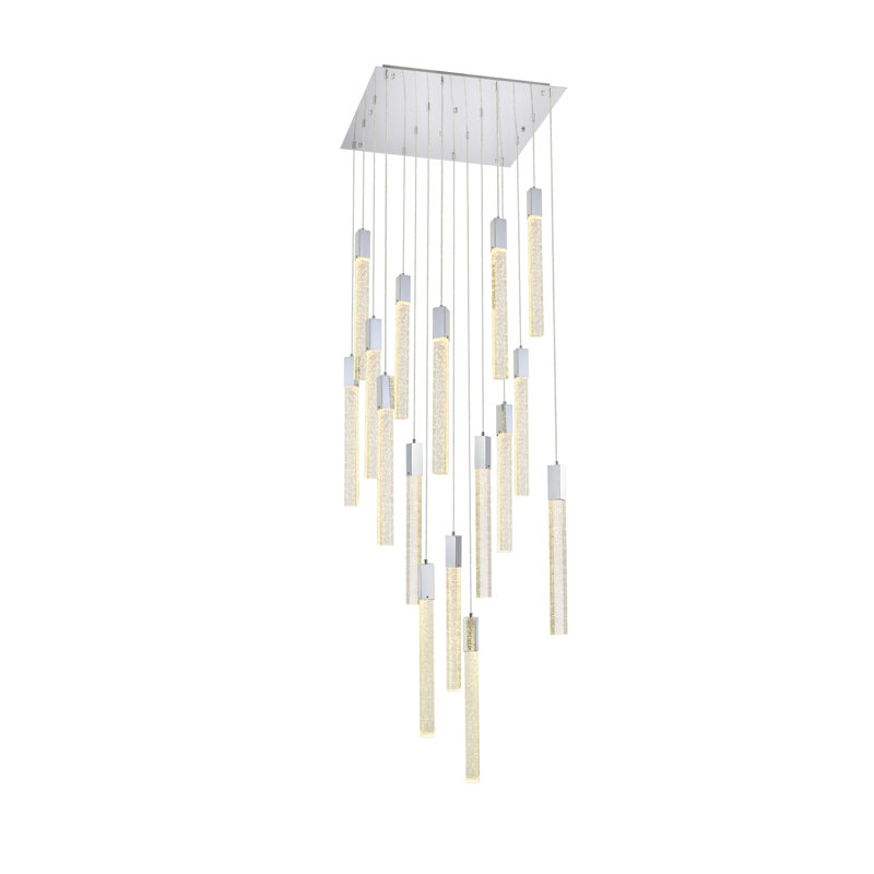 Luminaire suspendu rectangulaire à 16 lumières Aliha, Chrome