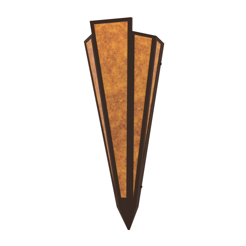 2 - Light Flush Mounted Sconce, Mica, Amber, Café Noir