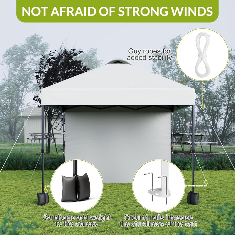 10' X 10‘ Pop Up Canopy With Sidewalls For Outdoor, Waterproof Portable Canopy With One Push Setup, White