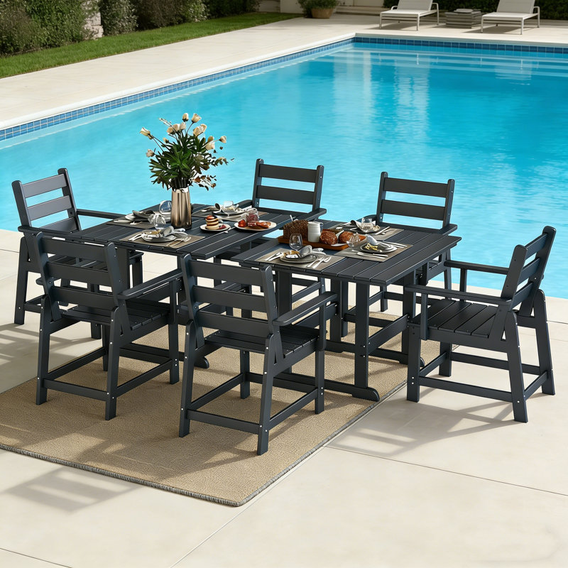 Table de salle à manger d'extérieur HDPE, Gris
