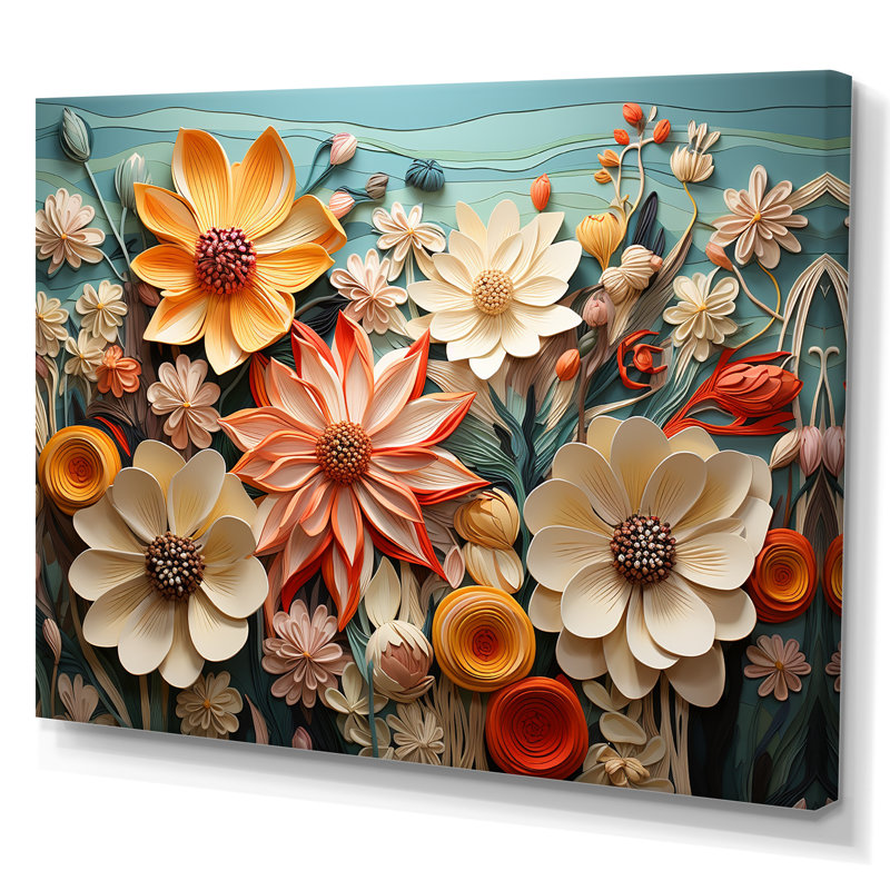 Motif floral vibrant oasis - impression, Toile tendue, H 30 po x l 40 po x P 1,5 po