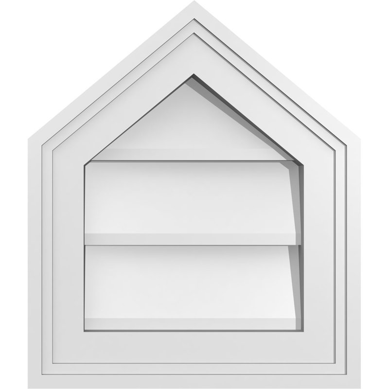 Peaked Top Surface Mount Signature Urethane Non-Functional Gable Vent 10/12 Pitch Primed Tan, 14" H x 12" W x 1.5" D