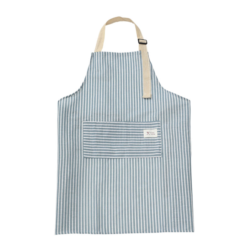 Stripe Adjustable Bib Linen Kitchen Apron With Pockets, Cooking Chef Apron For Men Women, 25.6x27.6in Blue, Blue