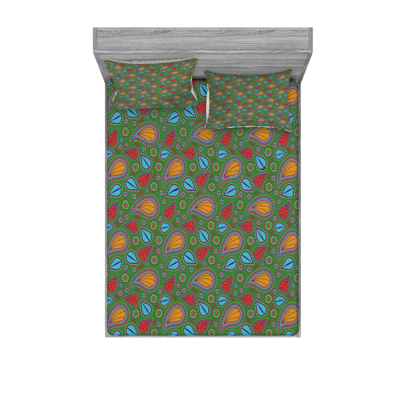 Microfiber Floral Sheet Set, Queen Sheet Set with Fitted Sheet
