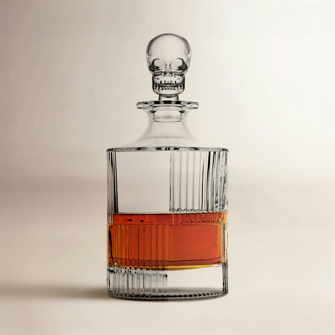 Skull Round Whiskey Decanter Godinger Silver Art Co