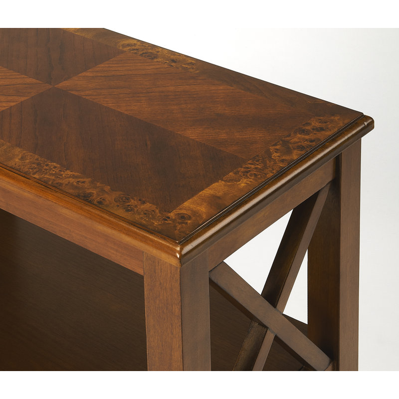 Vance 2 Shelf 22"W Bookcase, Olive Ash Burl with Cherry