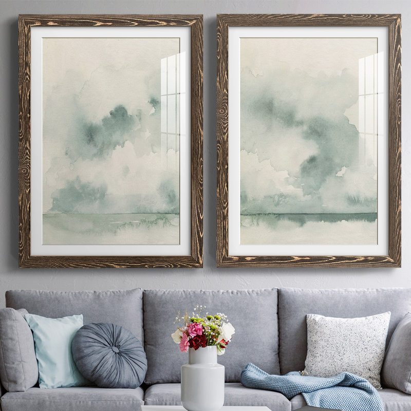 «Ocean Impression I» par Ocean Impression I - impression sur toile encadrée 2 pièces, Noyer, H 31,5 po x l 88 po x P 1,5 po