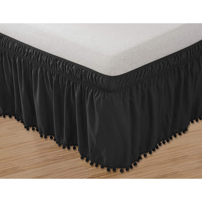 Ruffled Wrap Around Bed Skirt, Black, Twin/Full