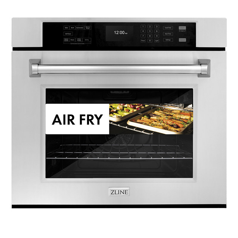 ZLINE 30 in. Autograph Wall Oven w/ Air Fry in Black Stainless Steel with Gold Handle, Stainless Steel, Stainless Steel