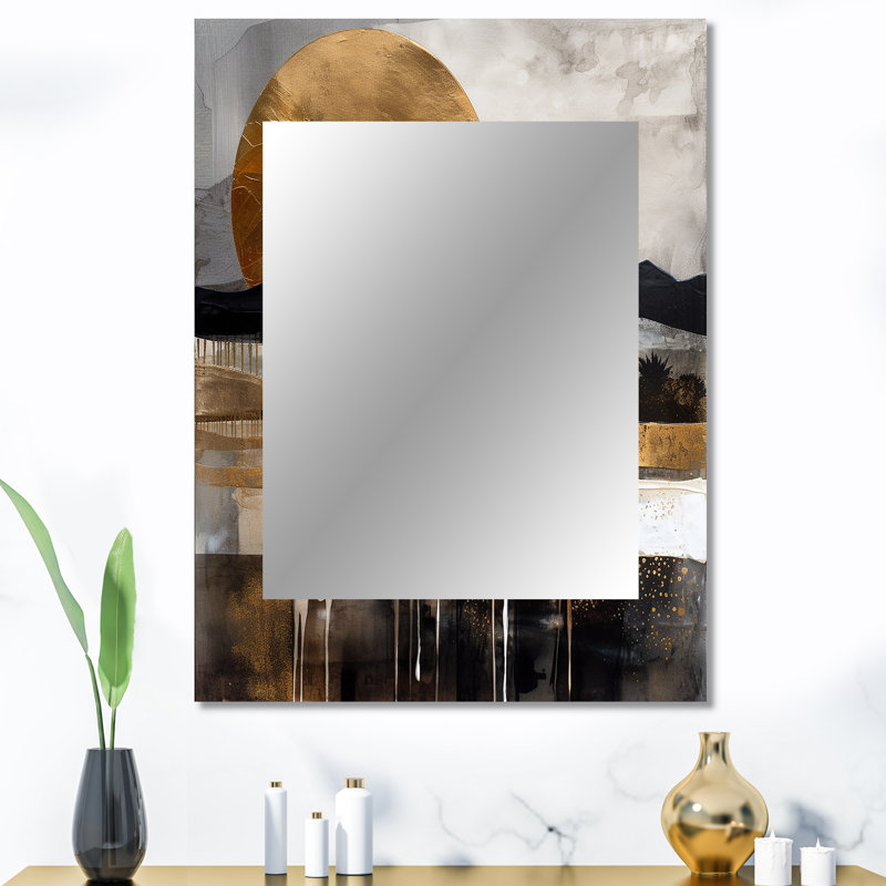 Exploration de la lune dorée évolutive IV - miroir de paysage, miroir mural traditionnel unique, impression d'art en métal