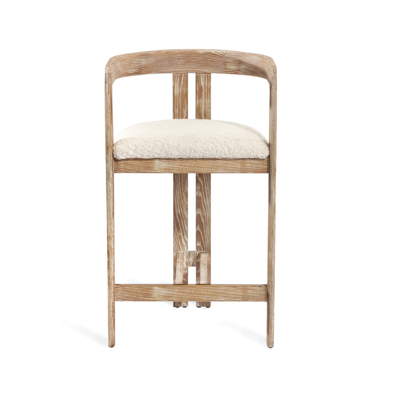 Burke Upholstered Stool,  Beach Ceruse/Shearling