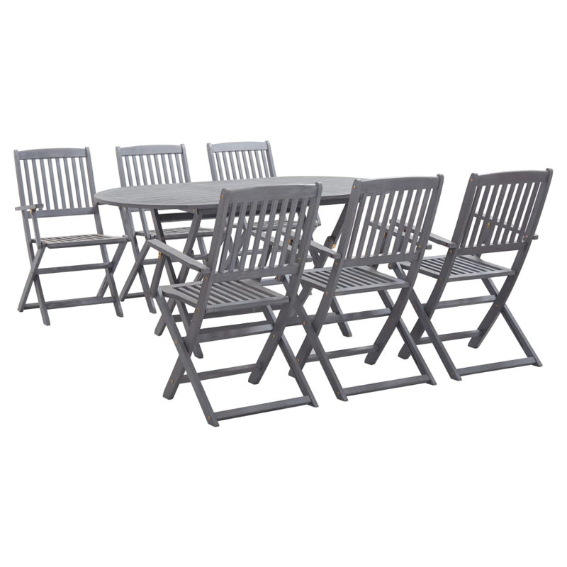 Demi-Lee 6 - Person Acacia Wood Patio Dining Set with Oval Table