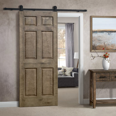 80'' Hollow Paneled Painted without Installation Hardware Kit Barn Door