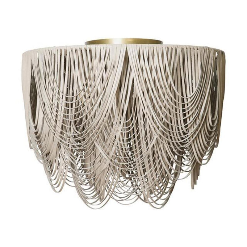 Medium Leather Fringe Flushmount Chandelier, 22" H x 28" W x 28" D