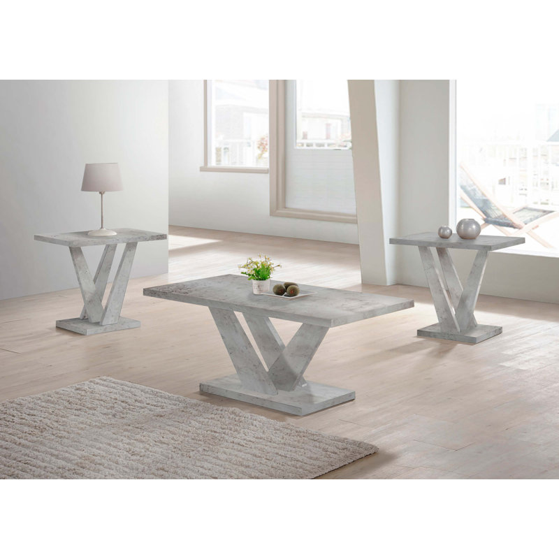 Ensemble de 3 tables basses et 2 tables de bout rectangulaires de style contemporain