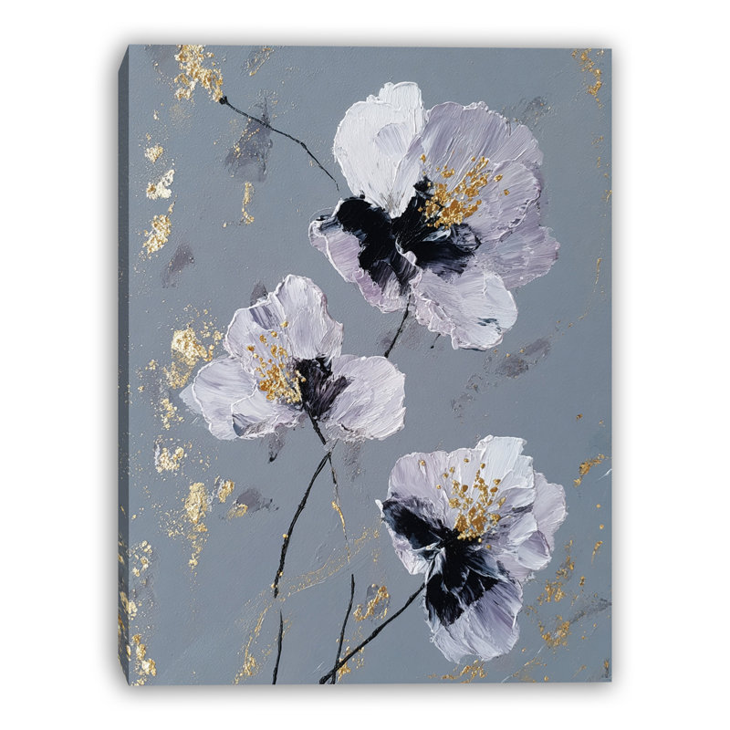 «Silver Bloom Harmony», art mural sur toile tendue, H 40 po x l 30 po x P 1,5 po