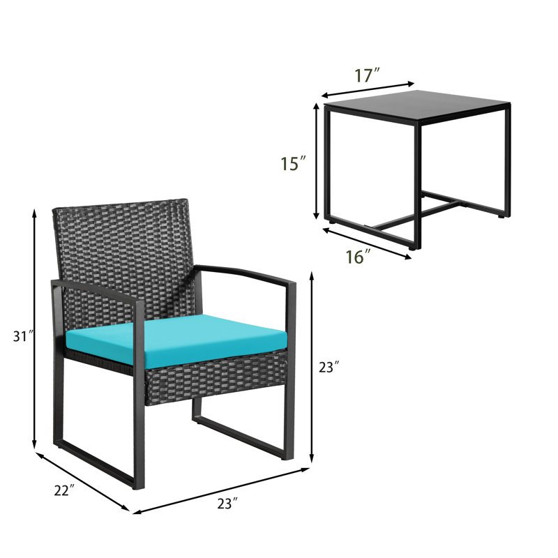 Moncure 2 - Person Patio Conversation Set with Cushions, Blue