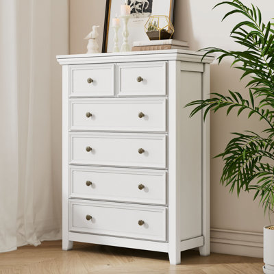 Farmhouse 6-Drawer Tall Dresser - Storage Chest For Bedroom, Entryway & Hallway