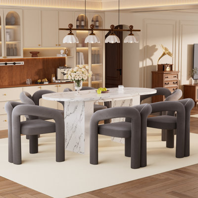 62.9inch Modern Oval Dining Table Set